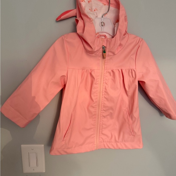 Pink Hooded Jacket for Kids Bunny Rabbit Raincoat 18 month Cat & Jack - Picture 2 of 14